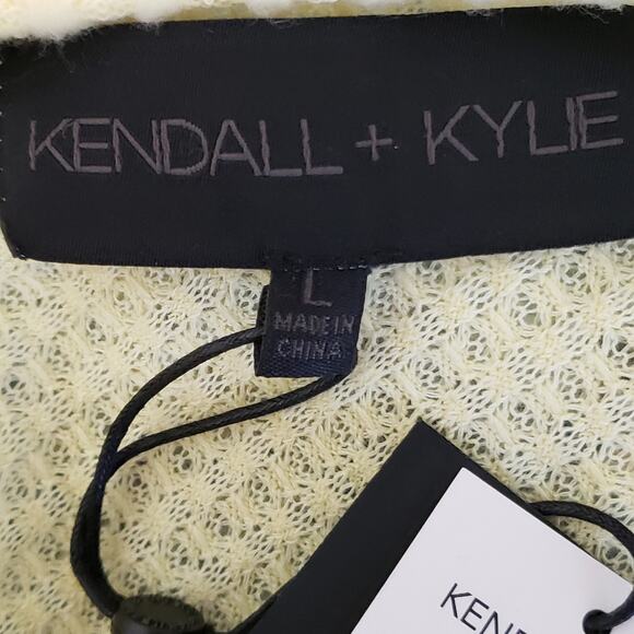 NWT Kendall + Kylie Yellow Waffle Knit  Top Large - Picture 10 of 13